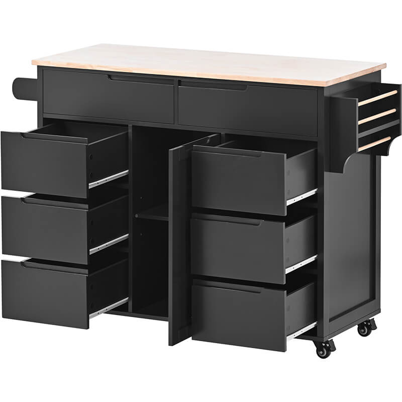 Elegant Black Kitchen Cart with Handle-Free Drawers - Image 5