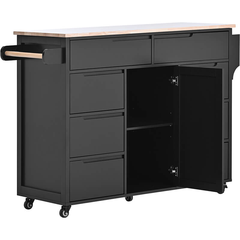 Elegant Black Kitchen Cart with Handle-Free Drawers - Image 7