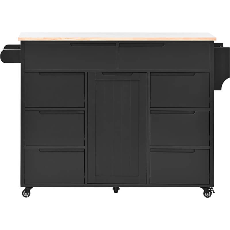 Elegant Black Kitchen Cart with Handle-Free Drawers - Image 4