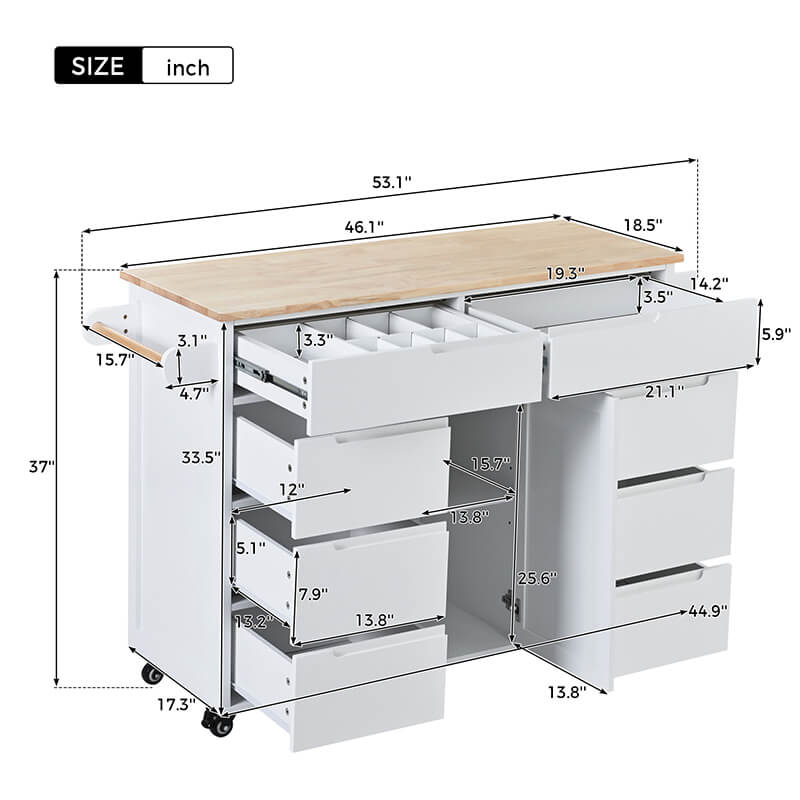 Versatile White Kitchen Cart with Drawers and Wheels - Image 10