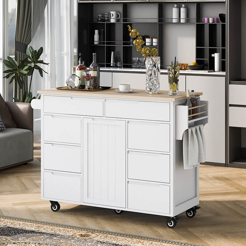 Versatile White Kitchen Cart with Drawers and Wheels - Image 2