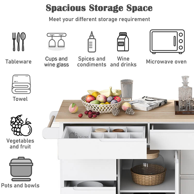 Versatile White Kitchen Cart with Drawers and Wheels - Image 9