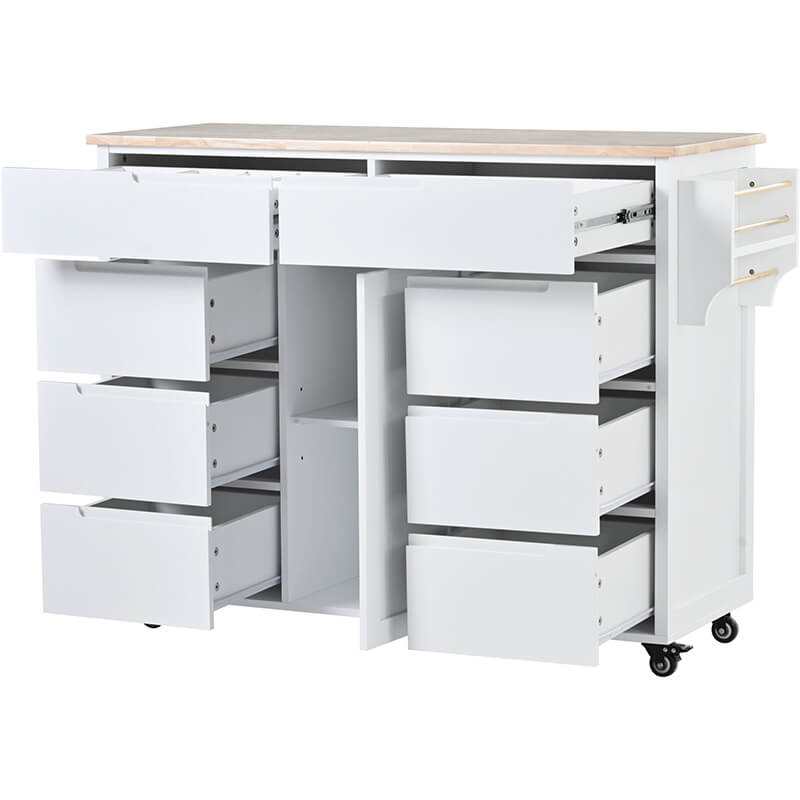 Versatile White Kitchen Cart with Drawers and Wheels - Image 5