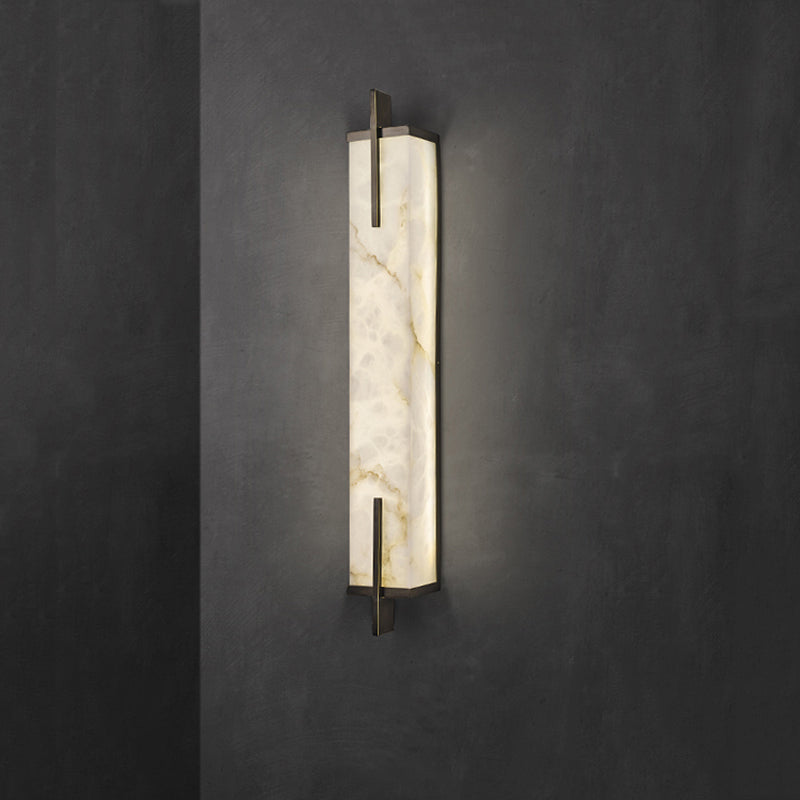 Close-up of the marble lamp highlighting its intricate design and elegant finish.