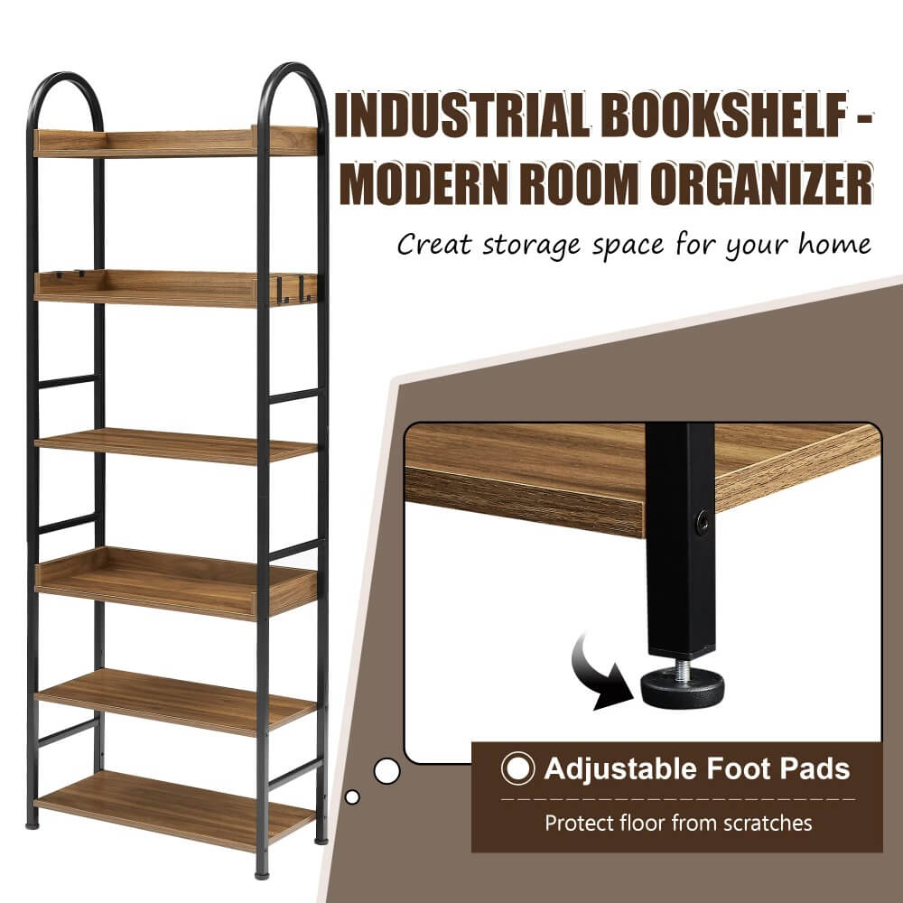 Close-up of the bookshelfs materials, featuring stainless steel frame and MDF boards, emphasizing durability.
