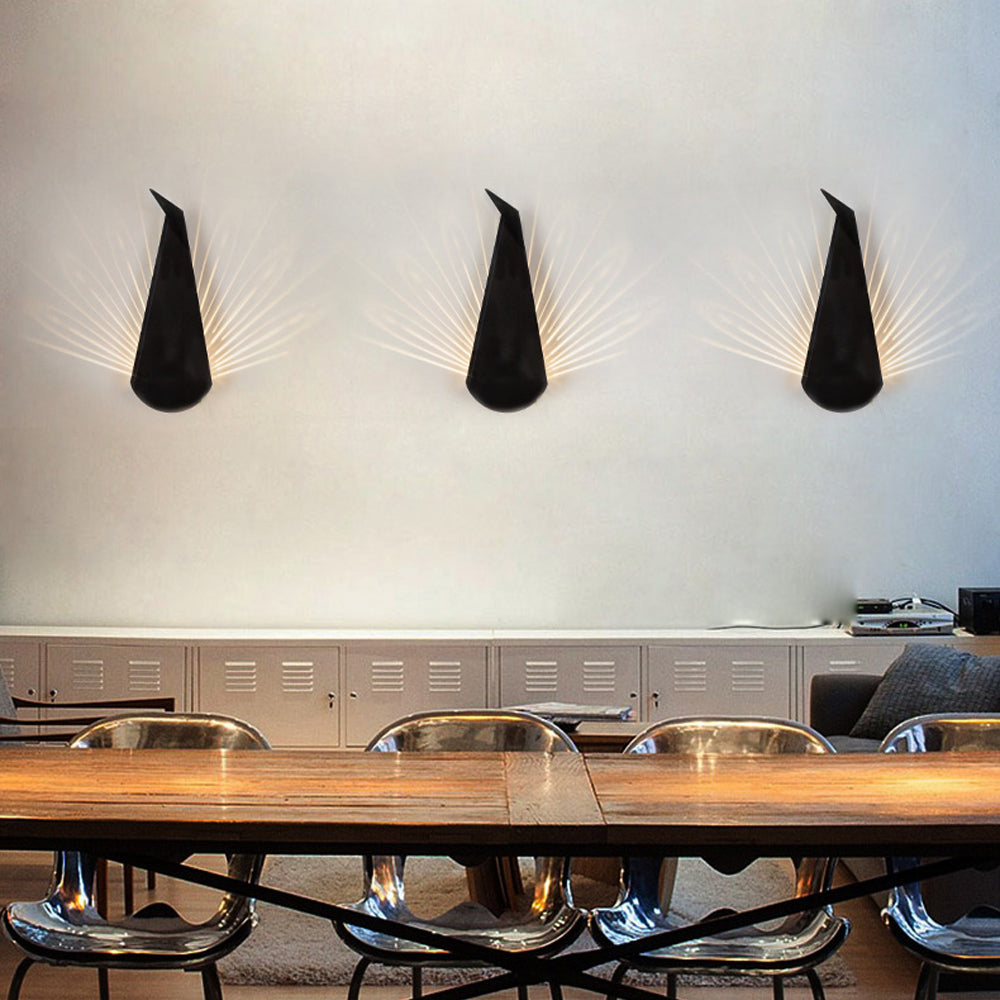 Installation of the modern minimalist wall lamp in a stylish living room setting.