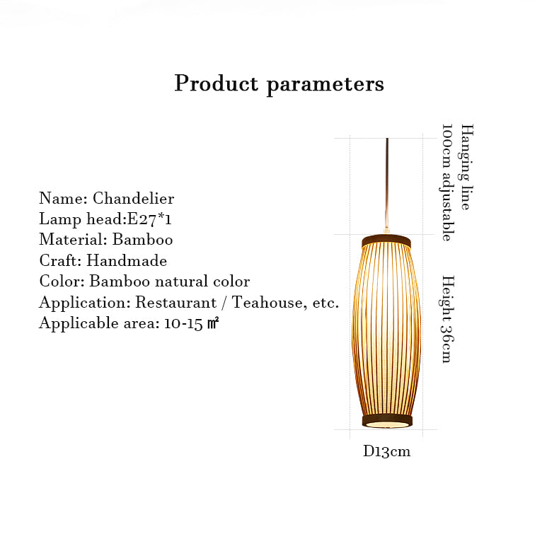 Close-up of the bamboo lamp showcasing its intricate handwoven design.