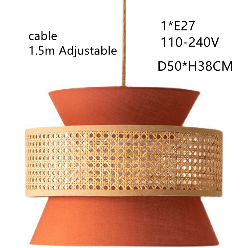 Close-up of handmade lighting showing woven bamboo detail with LED glow