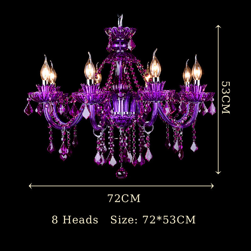 Close-up of the stunning crystal details on the European style chandelier.