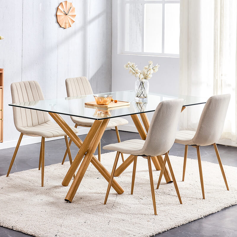 Close-up of the tempered glass dining table top highlighting its shine and finish.