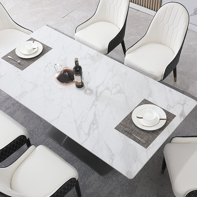 Side view of the 71" modern dining table set highlighting its sleek design and robust construction.