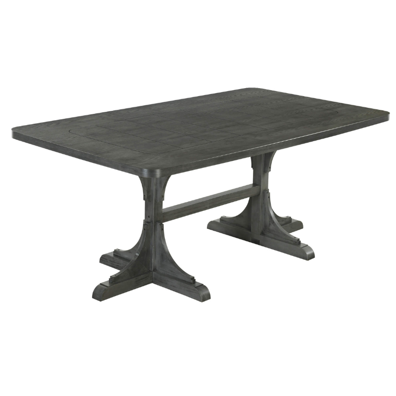Side view of the modern black dining table with pedestal base, showcasing its sleek design and sturdy construction.