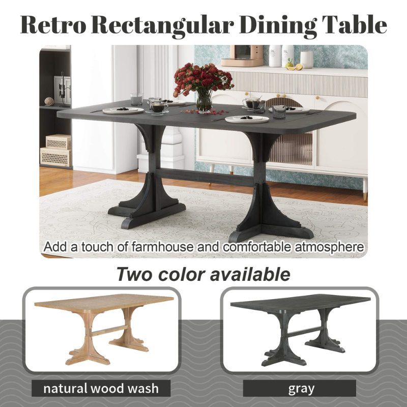 Elegant black wooden dining table featuring curved legs and a spacious top, perfect for entertaining guests.