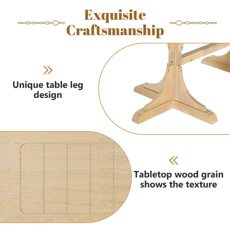 Close-up of curved legs on the wooden dining table, highlighting its craftsmanship.