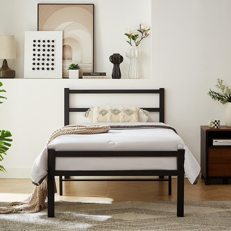 Elegant Metal Twin Bed Frame with Headboard & Footboard - Image 3