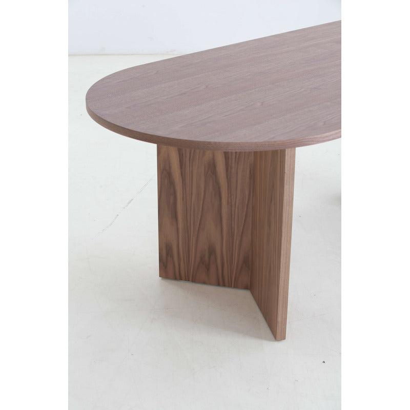 Family enjoying a meal around the 78" walnut dining table, highlighting its stylish design and spacious seating.