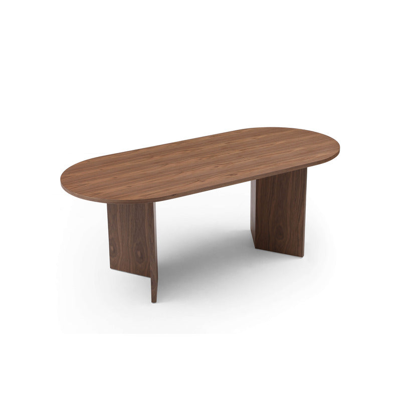 Family enjoying a meal around the 78" walnut dining table, highlighting its stylish design and spacious seating.