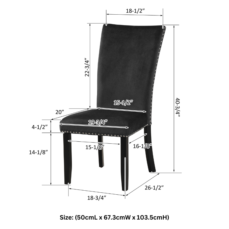 Elegant 7-piece dining table set with black velvet chairs and faux marble table, perfect for family gatherings.