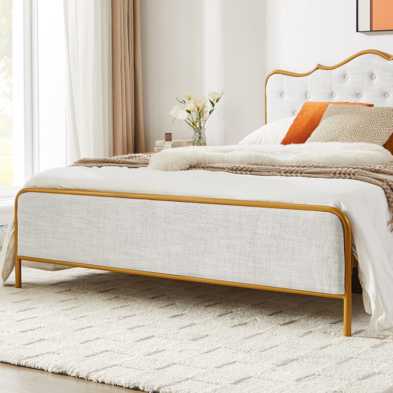 Luxurious Modern King Size Metal Bed Frame with Backrest - Image 2