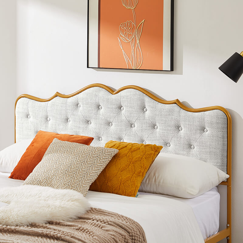 Luxurious Modern King Size Metal Bed Frame with Backrest - Image 3