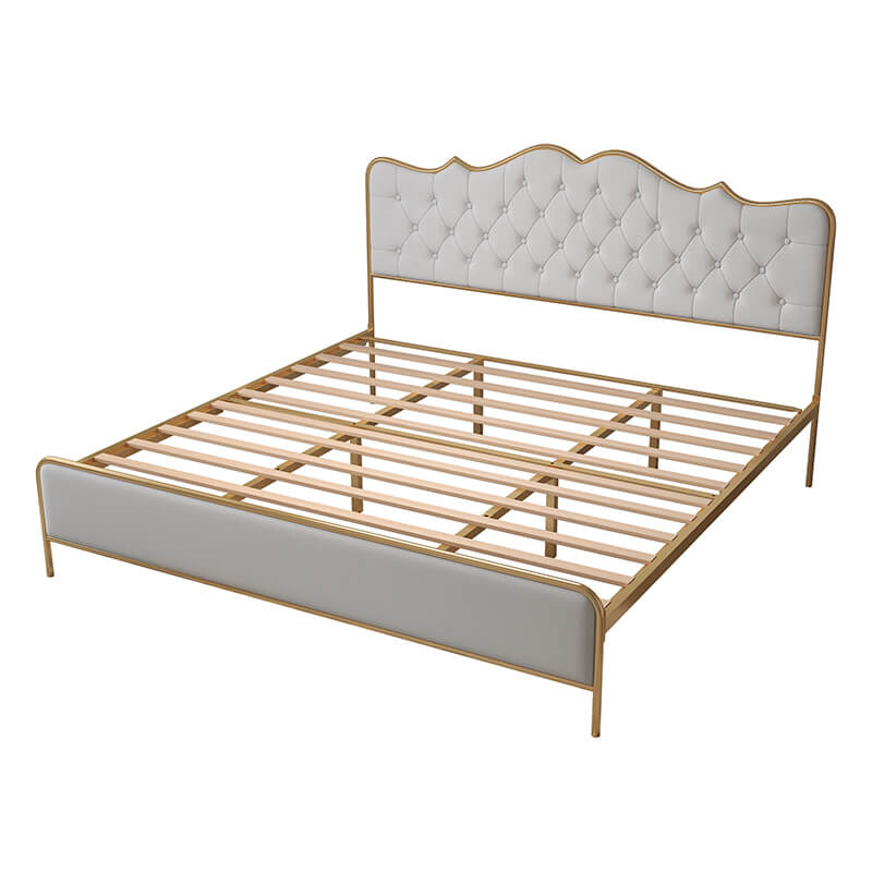Luxurious Modern King Size Metal Bed Frame with Backrest - Image 5