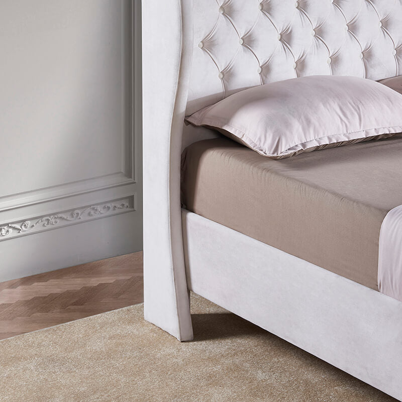 Royal Comfort: 84" King Size Velvet Wingback Bed Frame - Image 5