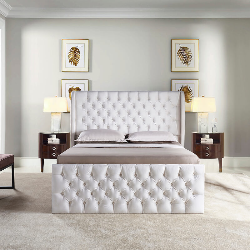 Royal Comfort: 84" King Size Velvet Wingback Bed Frame - Image 2