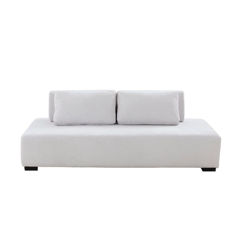 Close-up of the non-slip back cushions on the beige sofa for added comfort.