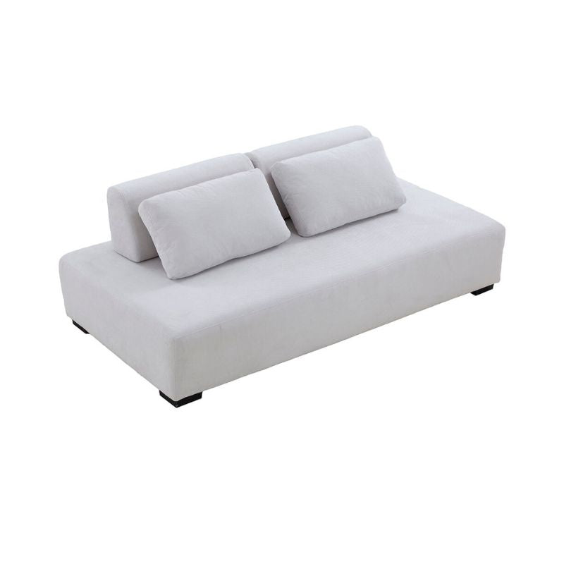 Side view of the 85-inch beige modular sofa highlighting its modern design.