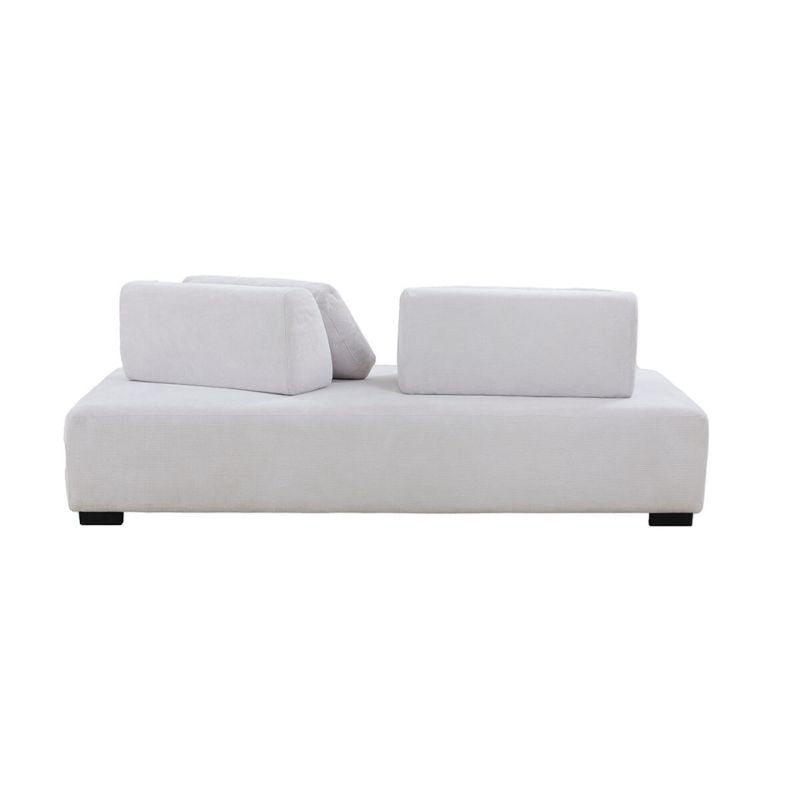 Side view of the 85-inch beige modular sofa highlighting its modern design.