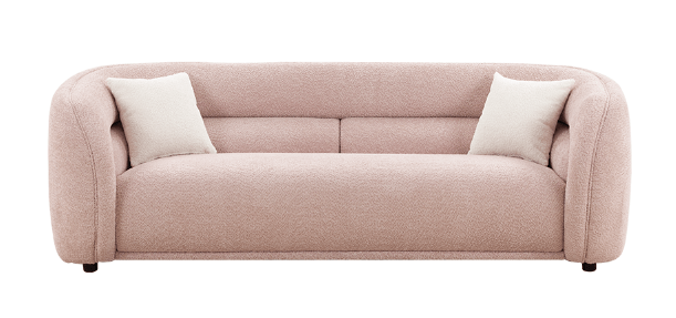 Luxury Curved Pink Velvet 3-Seater Sofa with Throw Pillows - Image 4