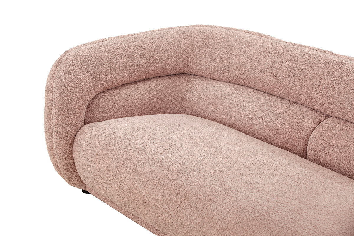 Luxury Curved Pink Velvet 3-Seater Sofa with Throw Pillows - Image 9