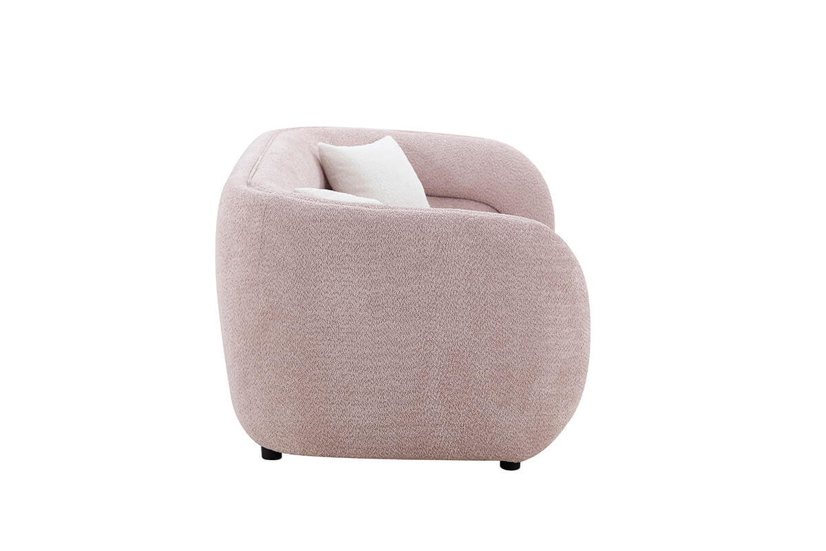 Luxury Curved Pink Velvet 3-Seater Sofa with Throw Pillows - Image 7