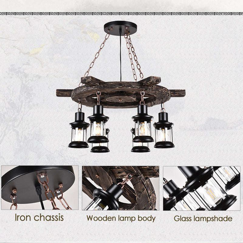 Close-up view of the Vintage Industrial Glass Pendant Light highlighting the antique finish and craftsmanship.