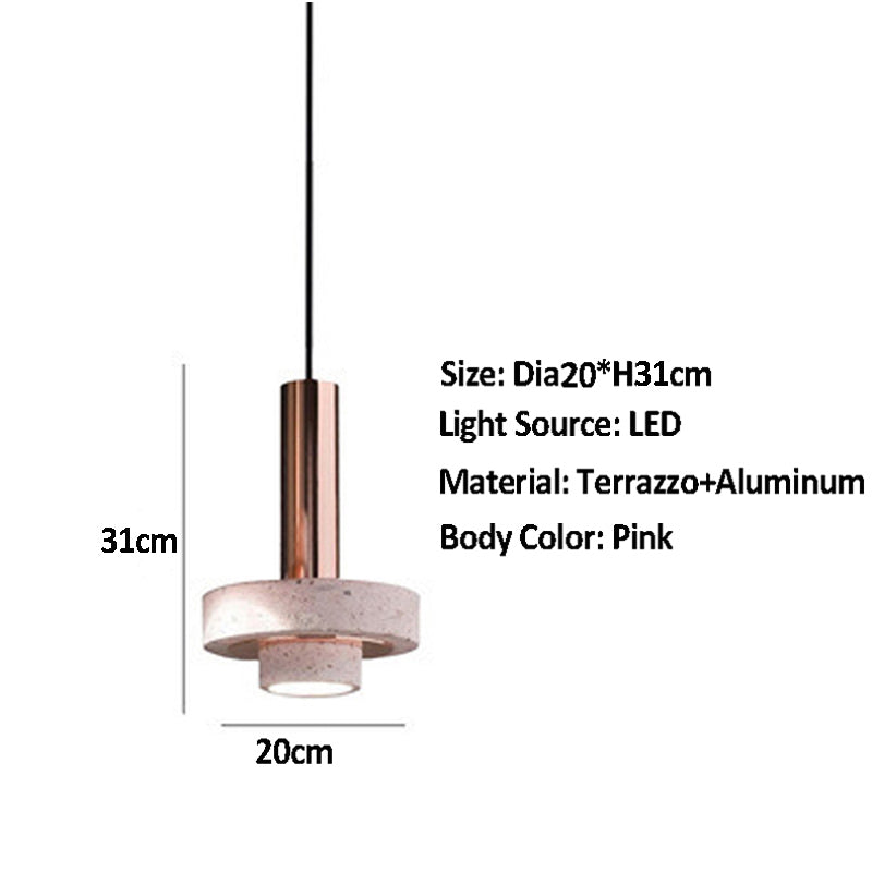 Nordic Pink Terrazzo LED Pendant Light - Image 8