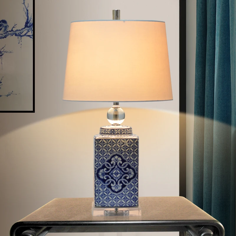 Elegant Blue and White Porcelain Table Lamp - Image 4