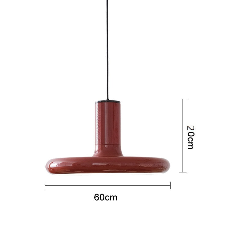 Close-up of the Retro UFO Pendant Light highlighting its sleek metal finish.