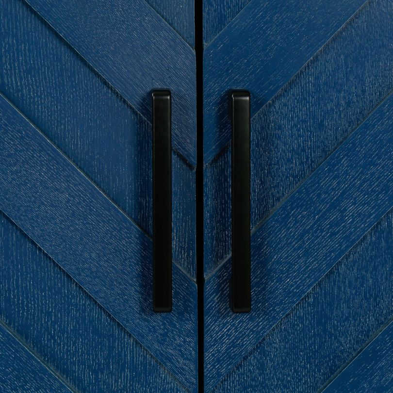 Vintage Navy Blue Sideboard Cabinet with 4 Doors - Image 6