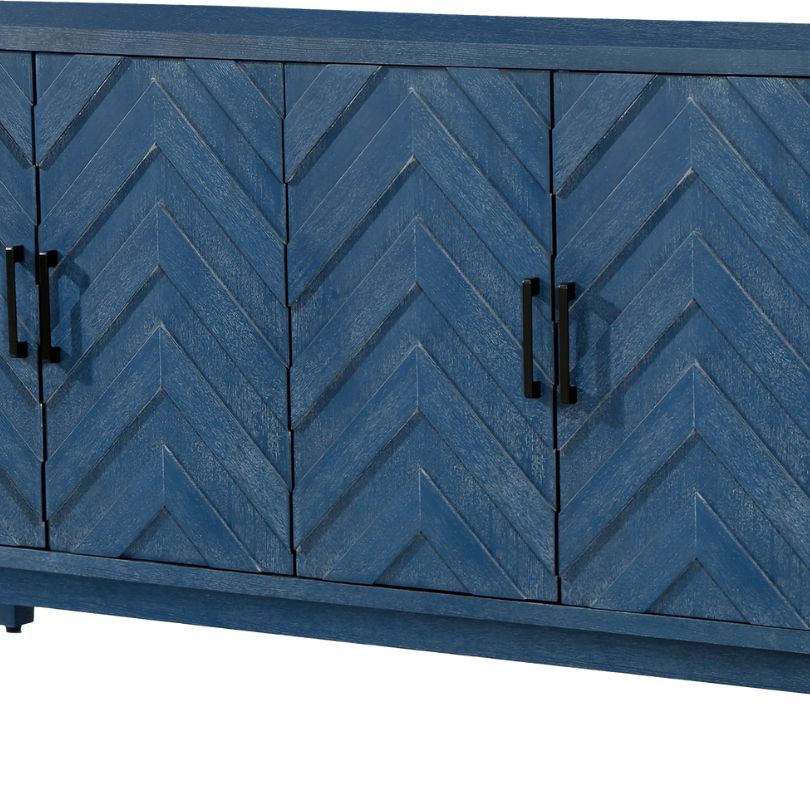 Vintage Navy Blue Sideboard Cabinet with 4 Doors - Image 5
