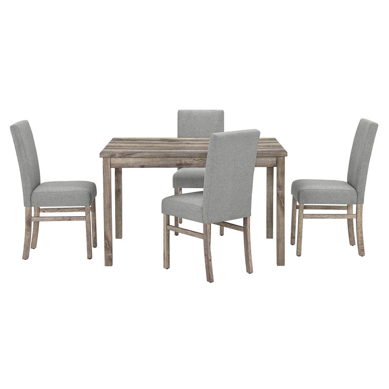 Stylish arrangement of the wooden dining set in a modern dining room