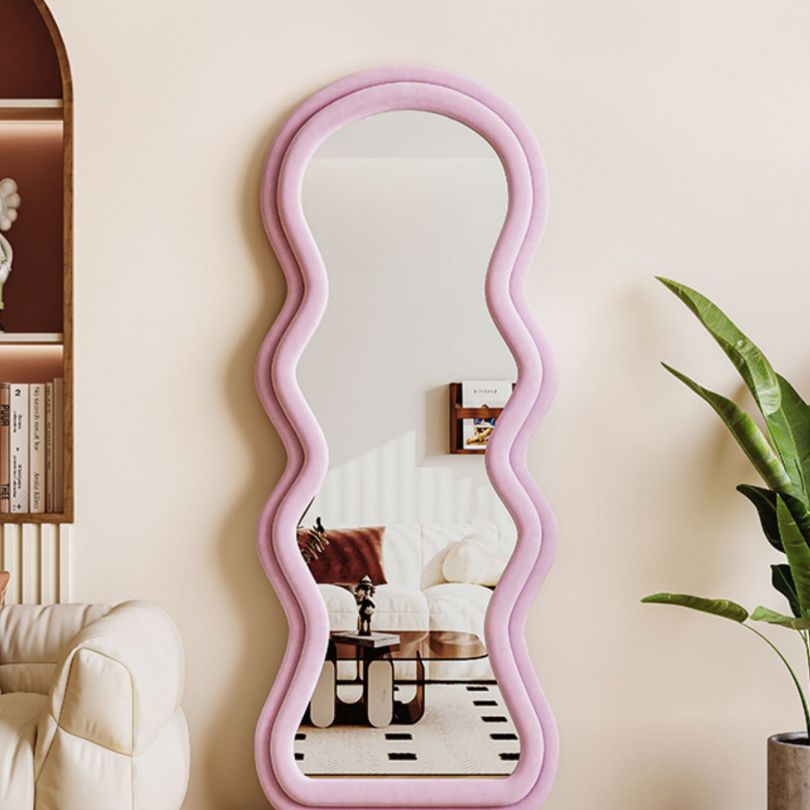 Close-up view of the flannelette frame texture, highlighting the high-quality finish of the floor mirror