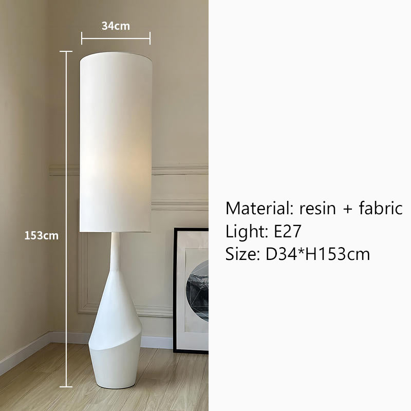 A close-up of the hand-knitted fabric shade of the Nordic Elegance Cream LED Floor Lamp.