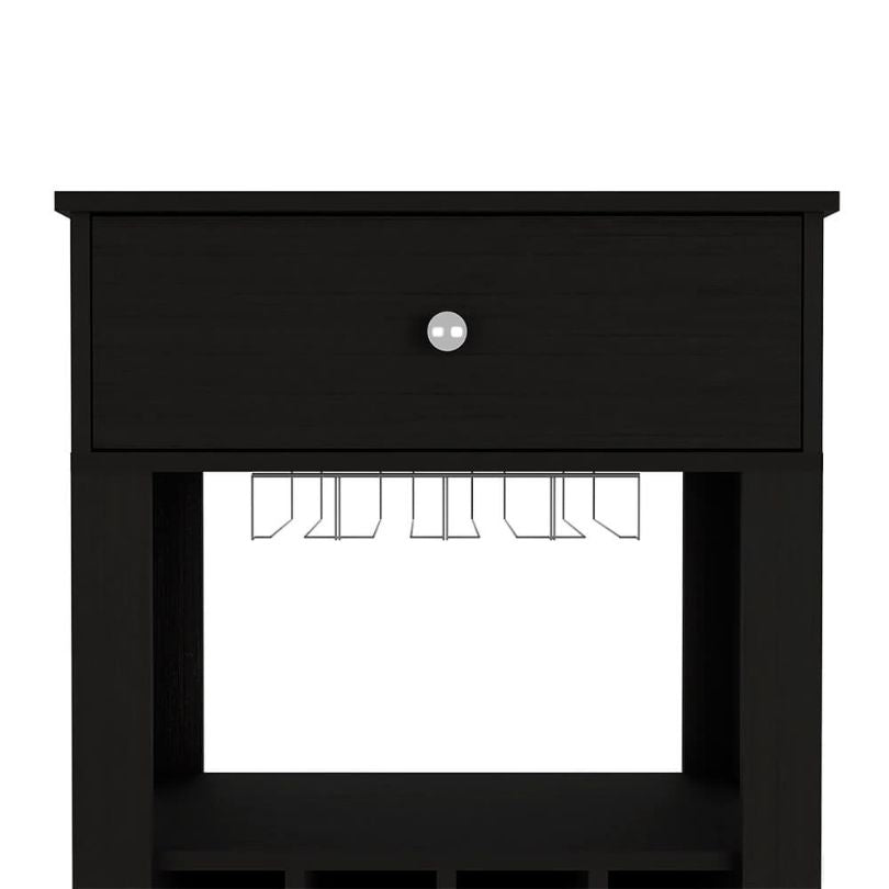 Top-down view showing spacious open shelf and wine storage layout