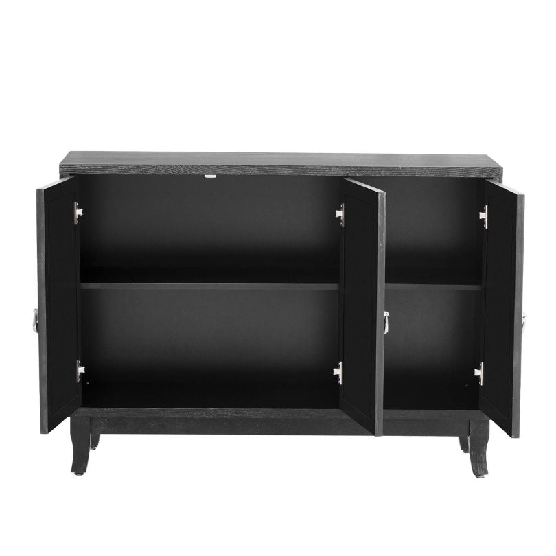 Elegant Black Wood Buffet Cabinet with Mirrored Doors - Image 7