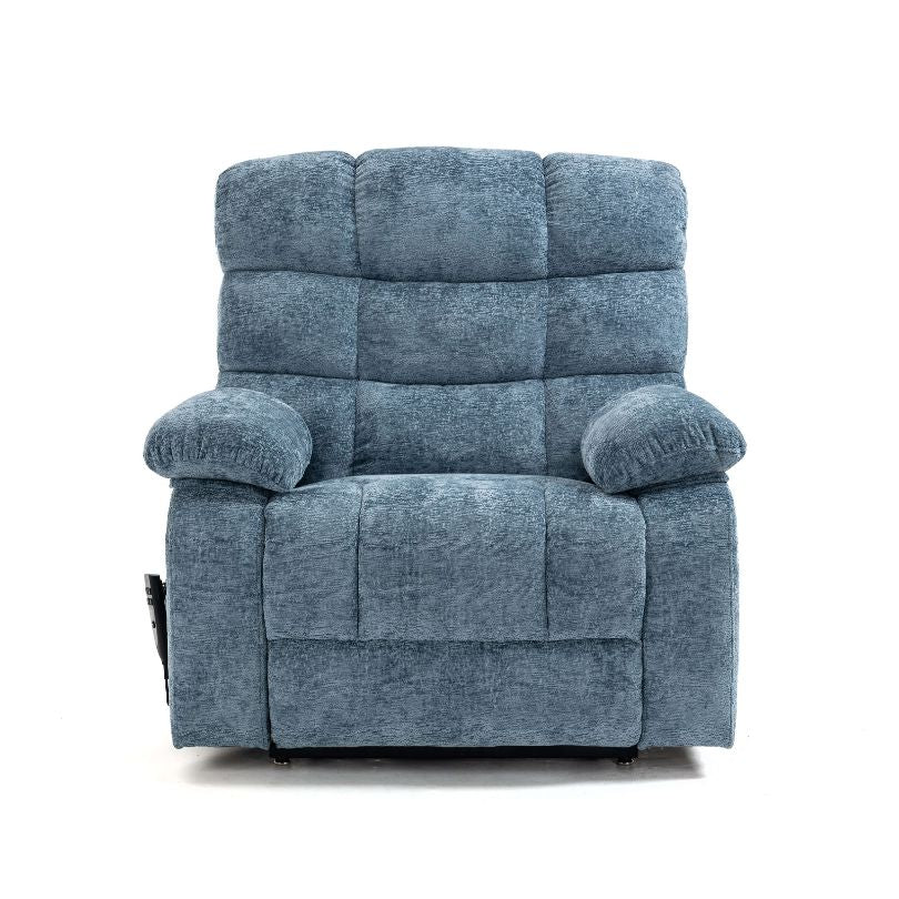 Blue Chenille Dual Motor Lift Chair with Heat and Massage - Image 4