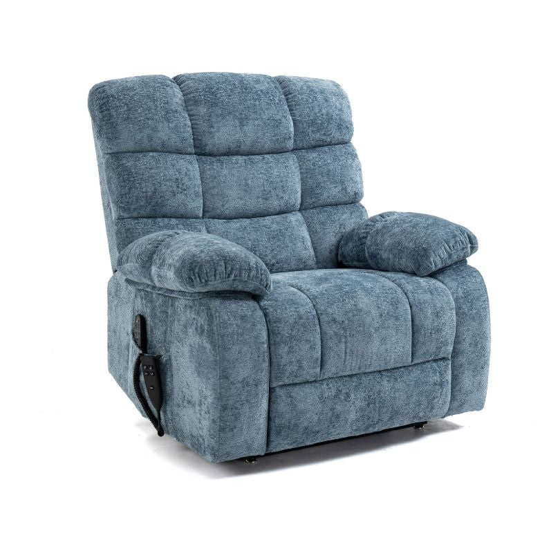 Blue Chenille Dual Motor Lift Chair with Heat and Massage - Image 6