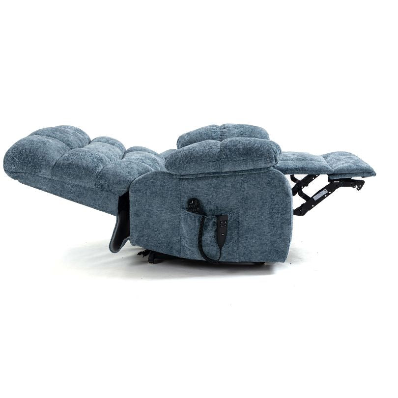 Blue Chenille Dual Motor Lift Chair with Heat and Massage - Image 8