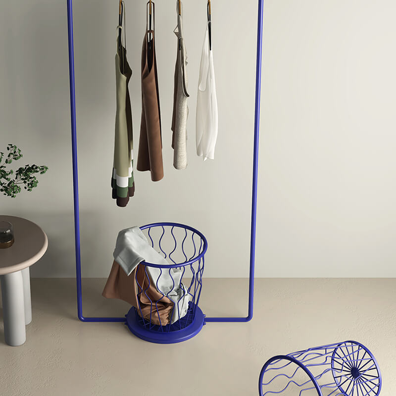 Sine Wave Modern Clothes Rack in use as a drying rack, highlighting its versatility.