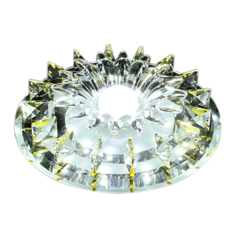 Close-up of the crystal details on the flush mount ceiling light.