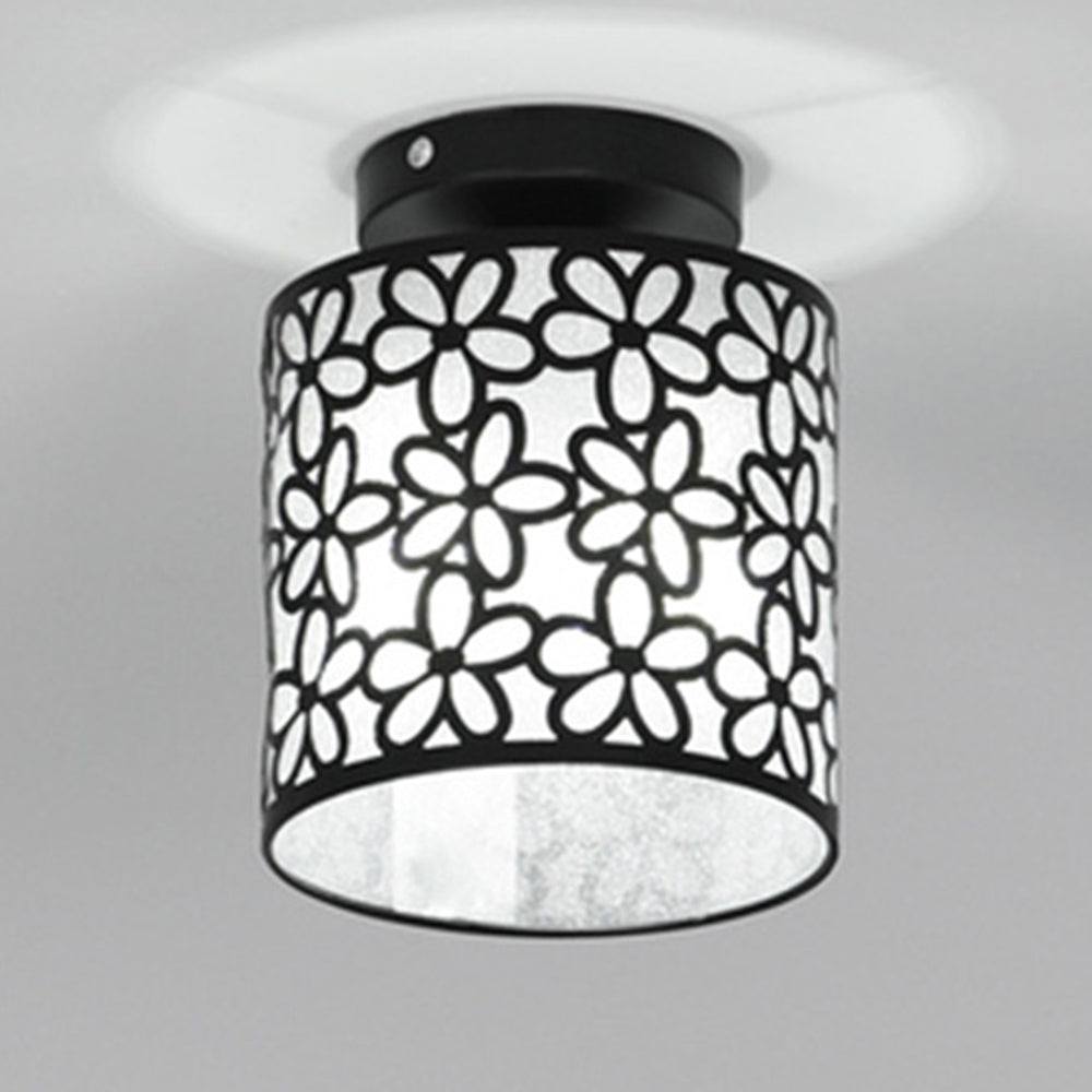 Close-up view of the chic floral print LED ceiling light showcasing its elegant design and finish.